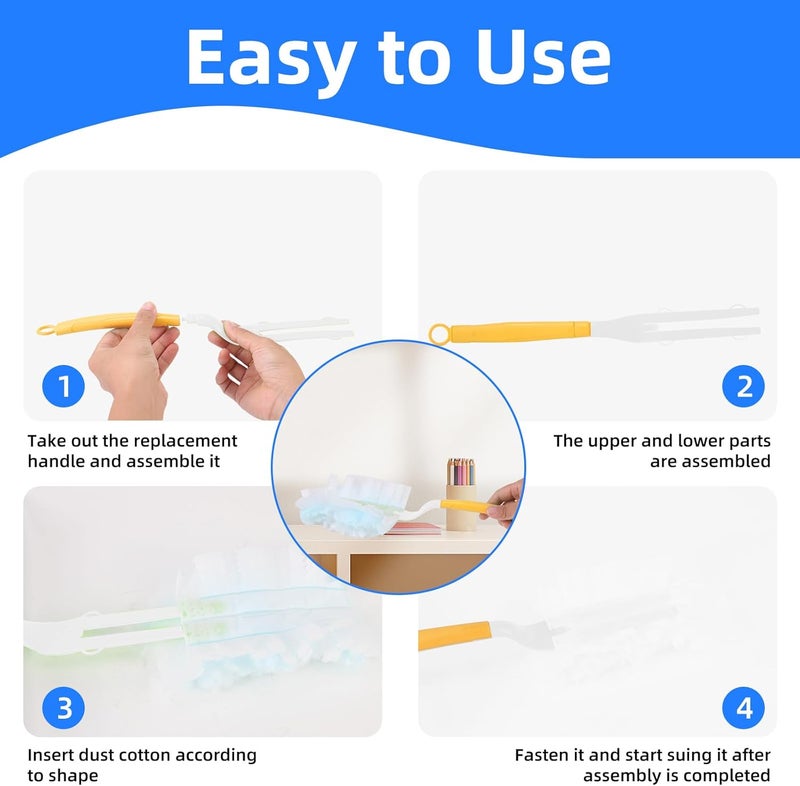 Engorgio Duster Handle Compatible with Swiffer Duster,Replacement Extendable Dusters Mop Handles for Swiffer Refill,Replaceable Small Duster Refill Handles for Tight Spaces(Yellow,1Pcs) - Image 4